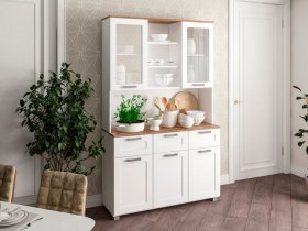 Буфет Катерини (дуб бельмунд/белое дерево) в Новолуговом - novolugovoe.mebel-nsk.ru | фото