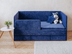 Диван-кровать Happy (синий) в Новолуговом - novolugovoe.mebel-nsk.ru | фото