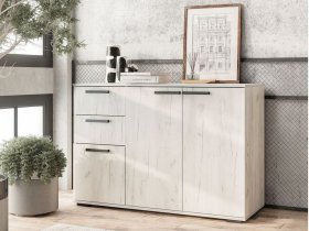 Комод Стандарт-3 NEW (дуб крафт белый) в Новолуговом - novolugovoe.mebel-nsk.ru | фото