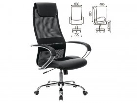 Кресло офисное BRABIX PREMIUM Stalker EX-608 CH, хром, ткань-сетка/кожзам, черное в Новолуговом - novolugovoe.mebel-nsk.ru | фото
