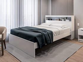Кровать двуспальная 1,6м Бруклин СБ-3356 (белый) в Новолуговом - novolugovoe.mebel-nsk.ru | фото
