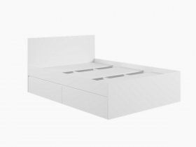 Кровать двуспальная с ящиками 1,4м Мадера-М1400 (белый) в Новолуговом - novolugovoe.mebel-nsk.ru | фото