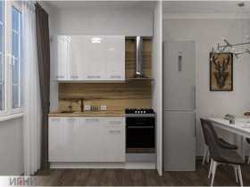 Кухонный гарнитур МДФ Выгодно и точка 1,5 м (белый глянец) в Новолуговом - novolugovoe.mebel-nsk.ru | фото