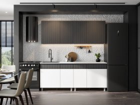 Кухонный гарнитур София (2,0м) (бланж/графит матовый) в Новолуговом - novolugovoe.mebel-nsk.ru | фото