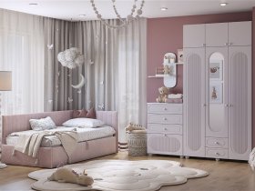 Модульная детская Милана (белое дерево/сакура) в Новолуговом - novolugovoe.mebel-nsk.ru | фото