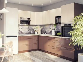Модульная кухня Классика (ваниль/шоколад) в Новолуговом - novolugovoe.mebel-nsk.ru | фото