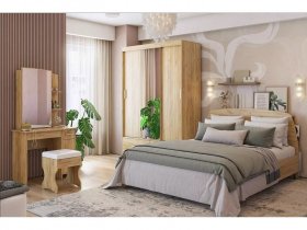 Модульная спальня Виктория-1 (дуб крафт золотой) в Новолуговом - novolugovoe.mebel-nsk.ru | фото
