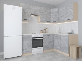 Модульная угловая кухня 1,4м*2,1м Лада (цемент) в Новолуговом - novolugovoe.mebel-nsk.ru | фото