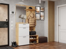 Прихожая Монтана (дуб крафт золотой/белый) в Новолуговом - novolugovoe.mebel-nsk.ru | фото