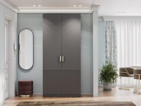 Шкаф двухстворчатый Эккервуд (Нью) (графит) в Новолуговом - novolugovoe.mebel-nsk.ru | фото