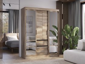 Шкаф-купе ШКК-06 Энигма (венге/дуб каньон) в Новолуговом - novolugovoe.mebel-nsk.ru | фото