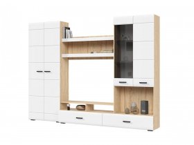 Стенка ГС-01 Либерти (дуб сонома/белый глянец) в Новолуговом - novolugovoe.mebel-nsk.ru | фото
