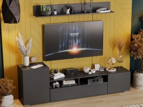 Стенка «Сильвия» (графит серый) в Новолуговом - novolugovoe.mebel-nsk.ru | фото