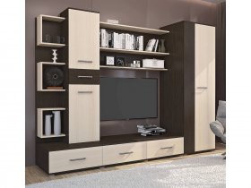 Стенка Верона (дуб венге/дуб молочный) в Новолуговом - novolugovoe.mebel-nsk.ru | фото