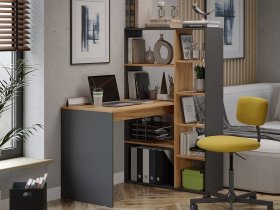 Стол письменный тип 16 (дуб крафт золотой/графит серый) в Новолуговом - novolugovoe.mebel-nsk.ru | фото